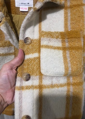 Sarı Ekose Düğmeli Erkek Çocuk Kaban - Görsel 3