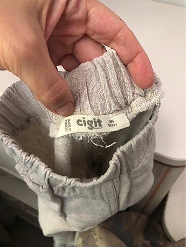 18-24 Ay Beden gri Renk Cigit keten pantolon