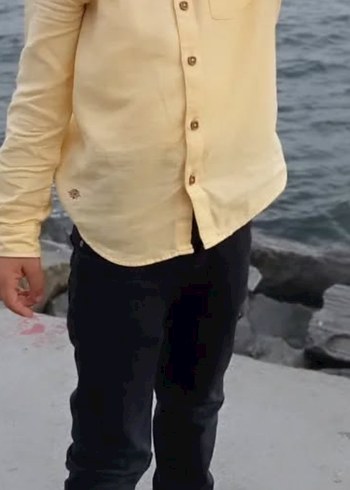 Sarı Erkek Çocuk Uzun Kollu Gömlek