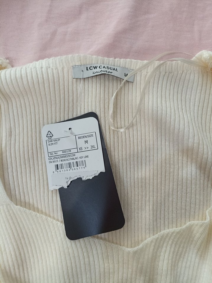 Beyaz, Uzun Kollu, Triko Kadın Kazak - Görsel 4