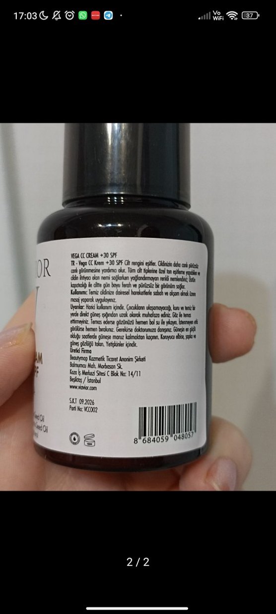 Viavior Vega CC Krem SPF30 Bej - Görsel 2