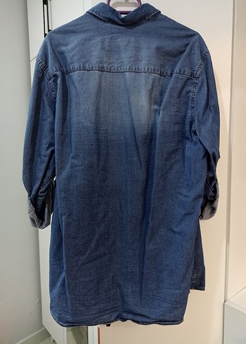 erkek Mavi Denim Düğmeli Midi Ceket - Görsel 4