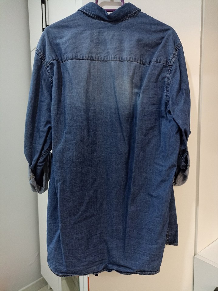 erkek Mavi Denim Düğmeli Midi Ceket - Görsel 4