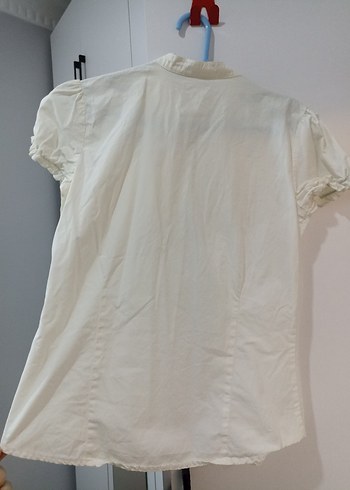 Beyaz Düğmeli Kısa Kollu Pamuklu çocuk Gömlek - Görsel 3