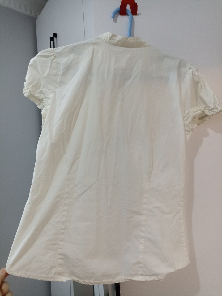 Beyaz Düğmeli Kısa Kollu Pamuklu çocuk Gömlek - Görsel 3