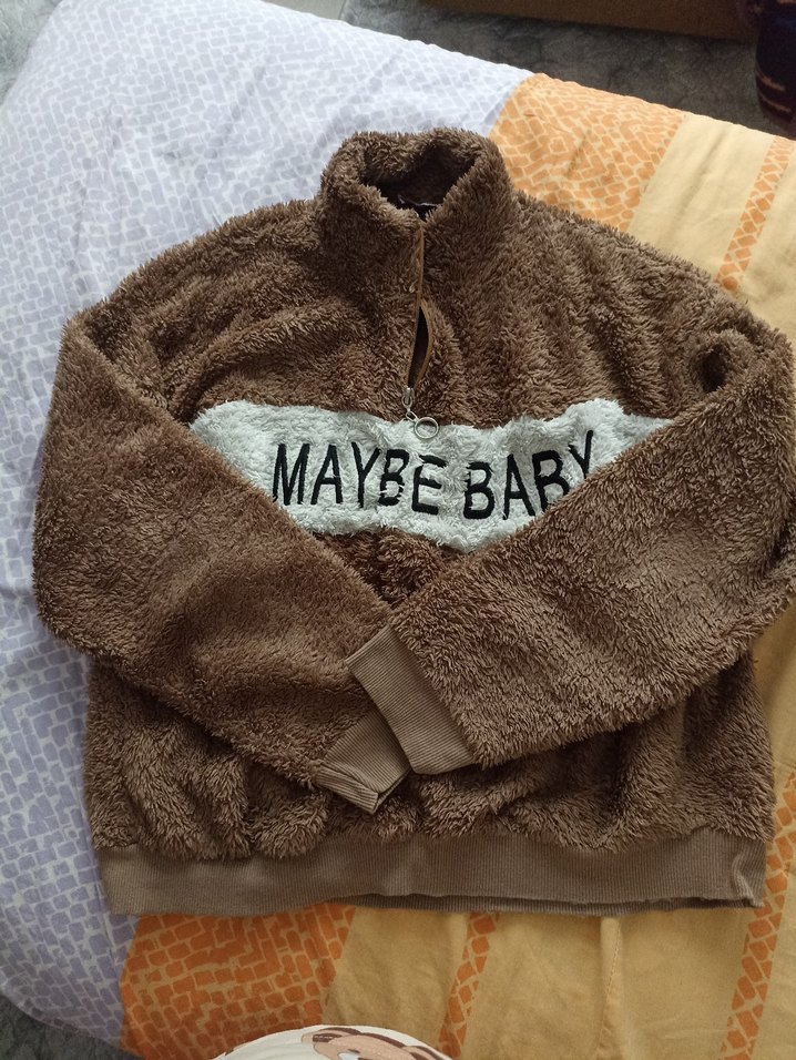 Kahverengi Peluş Kadın Sweatshirt - Görsel 2