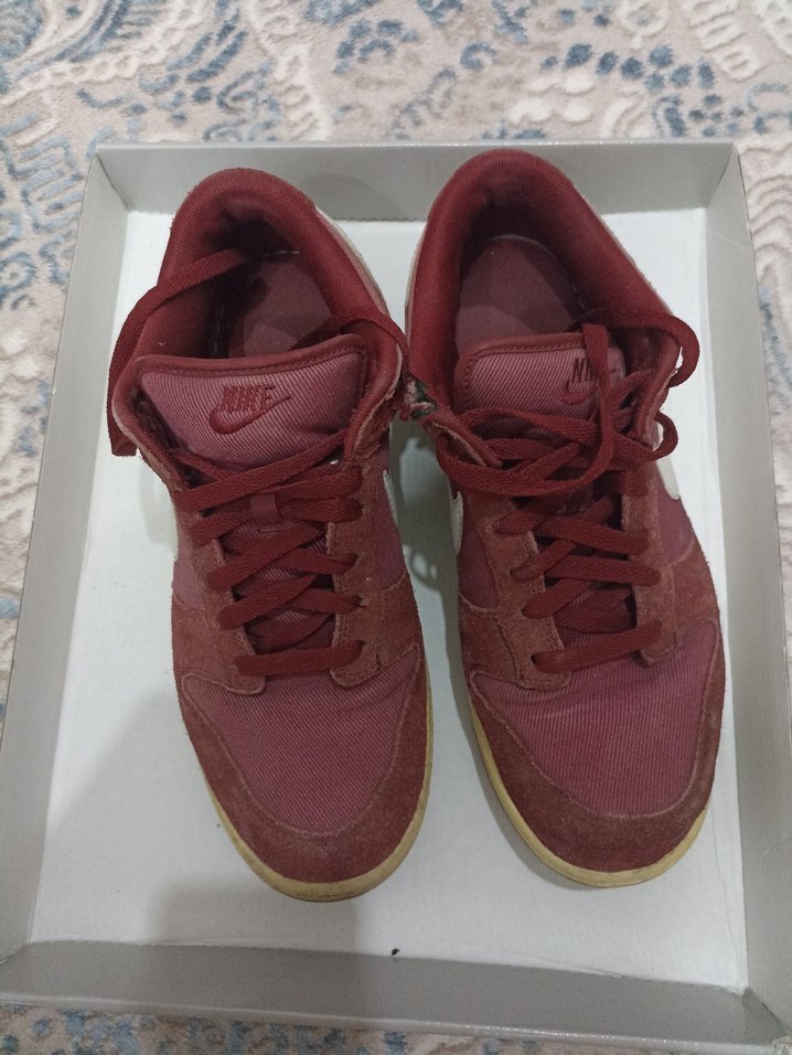 Bordo erkek Süet  Spor Ayakkabı - Görsel 2