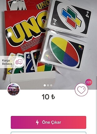 Uno oyun kartları