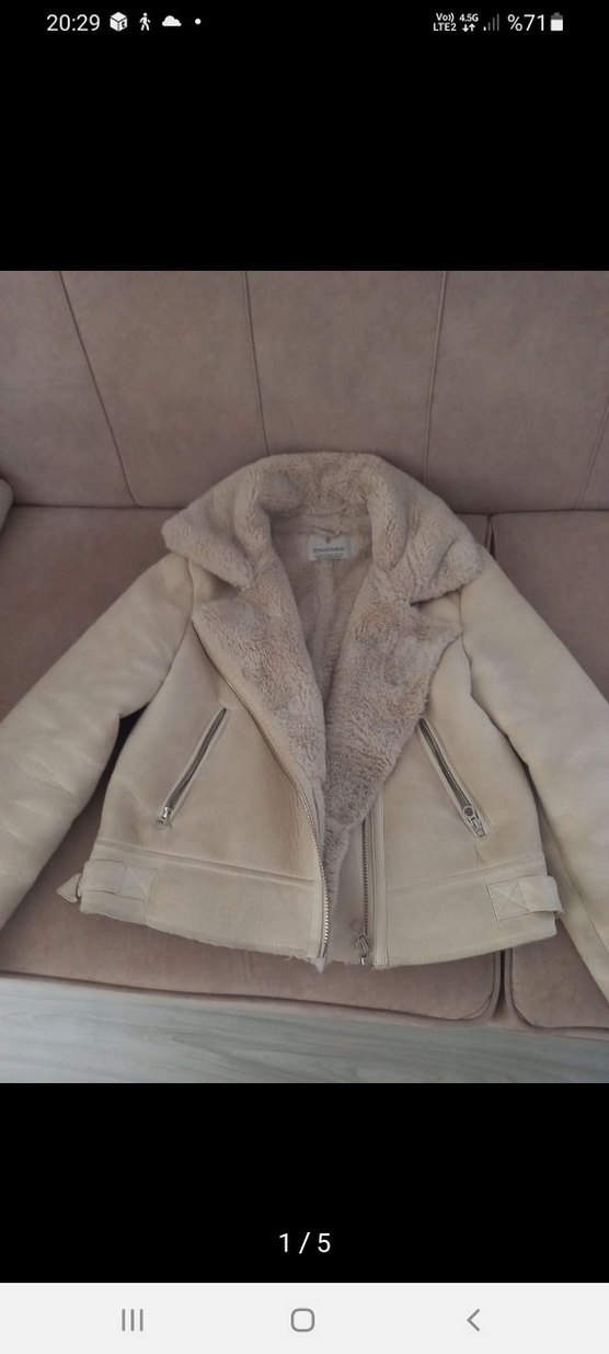 stradivarius kürklü biker ceket - Görsel 3