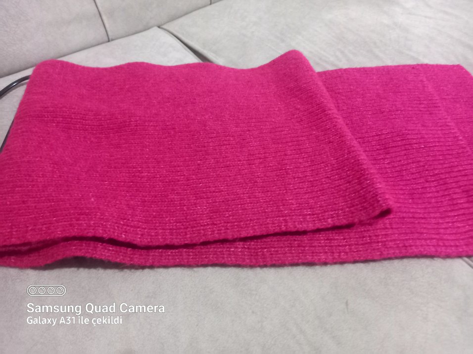 Pembe Örgü Kadın Atkı - Görsel 3