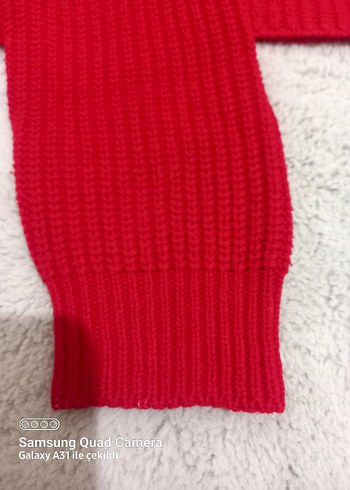 Kırmızı Örgü Kadın Kazak - Görsel 4