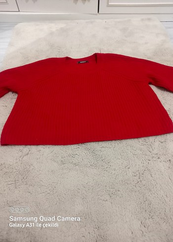 Kırmızı Örgü Kadın Kazak - Görsel 2