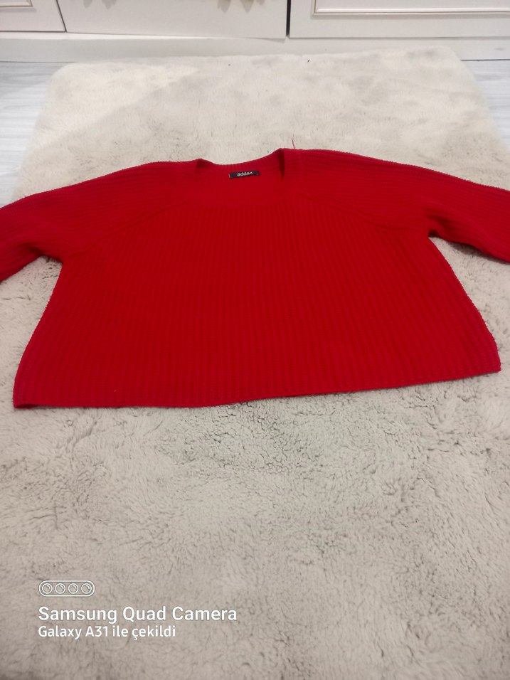 Kırmızı Örgü Kadın Kazak - Görsel 2