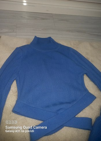 Uzun Kollu Mavi Kadın Triko takım - Görsel 6