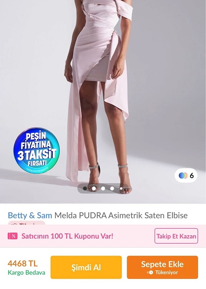 Pudra Rengi Saten Elbise - Görsel 5