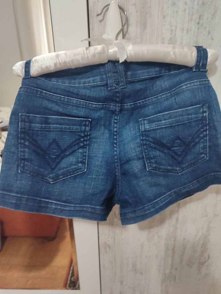 Kadın Koyu Mavi Kot Şort - Görsel 3