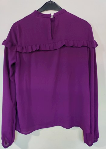 Mor Fırfırlı Uzun Kollu Bluz - Görsel 2
