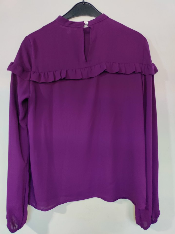 Mor Fırfırlı Uzun Kollu Bluz - Görsel 2