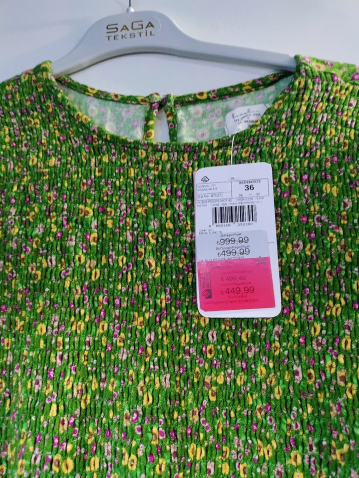 Yeşil Piliseli Uzun Kollu Dizde  Elbise - Görsel 3