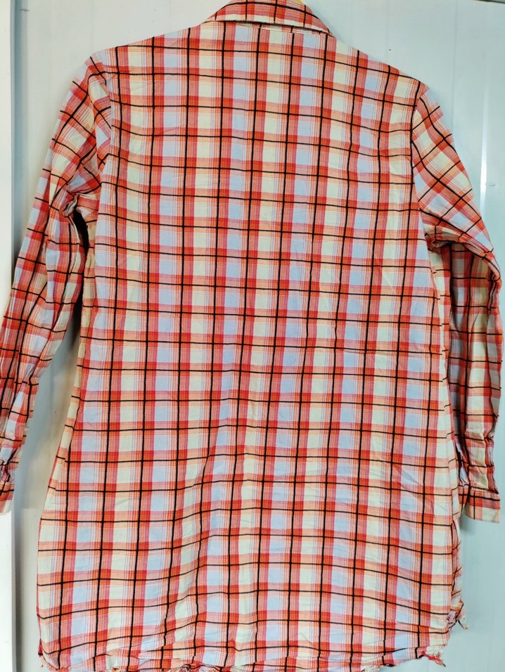 Düğmeli Turuncu  Kareli Kadın Gömlek - Görsel 5