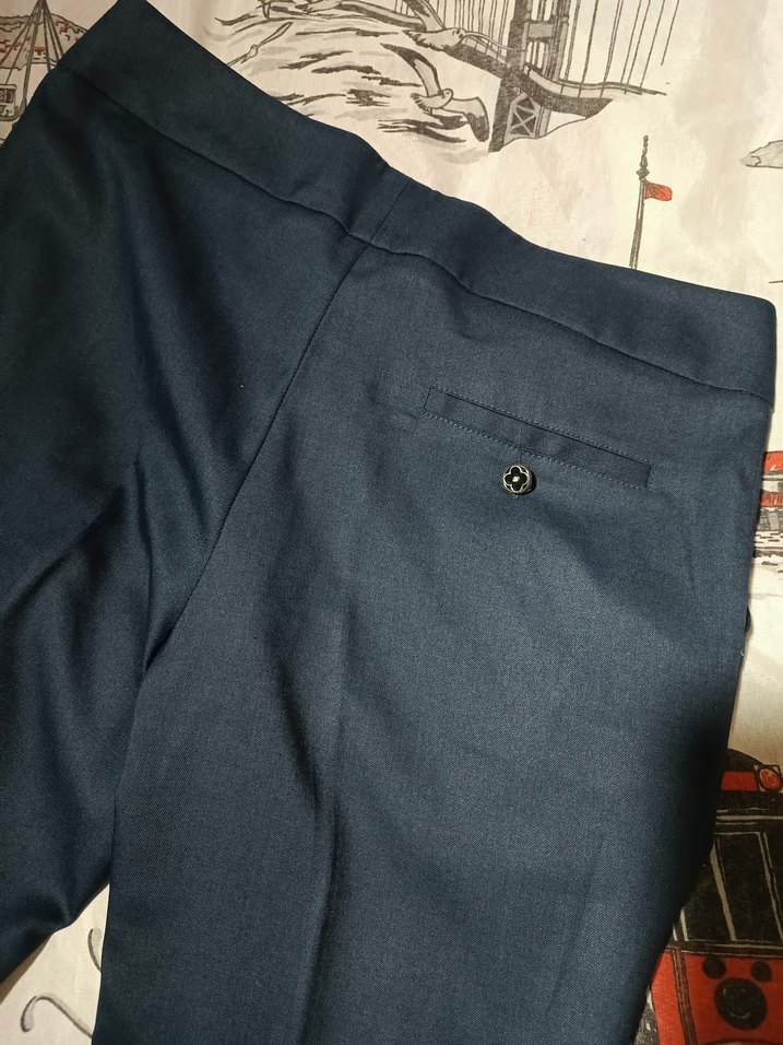 Düğmeli Lacivert Kadın Pantolon - Görsel 4