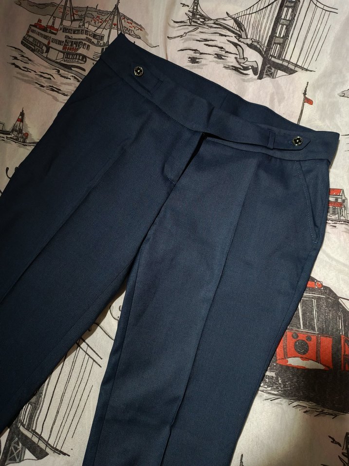 Düğmeli Lacivert Kadın Pantolon - Görsel 2