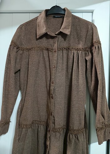 Gömlek yaka Düğmeli Uzun Kollu Elbise - Görsel 2