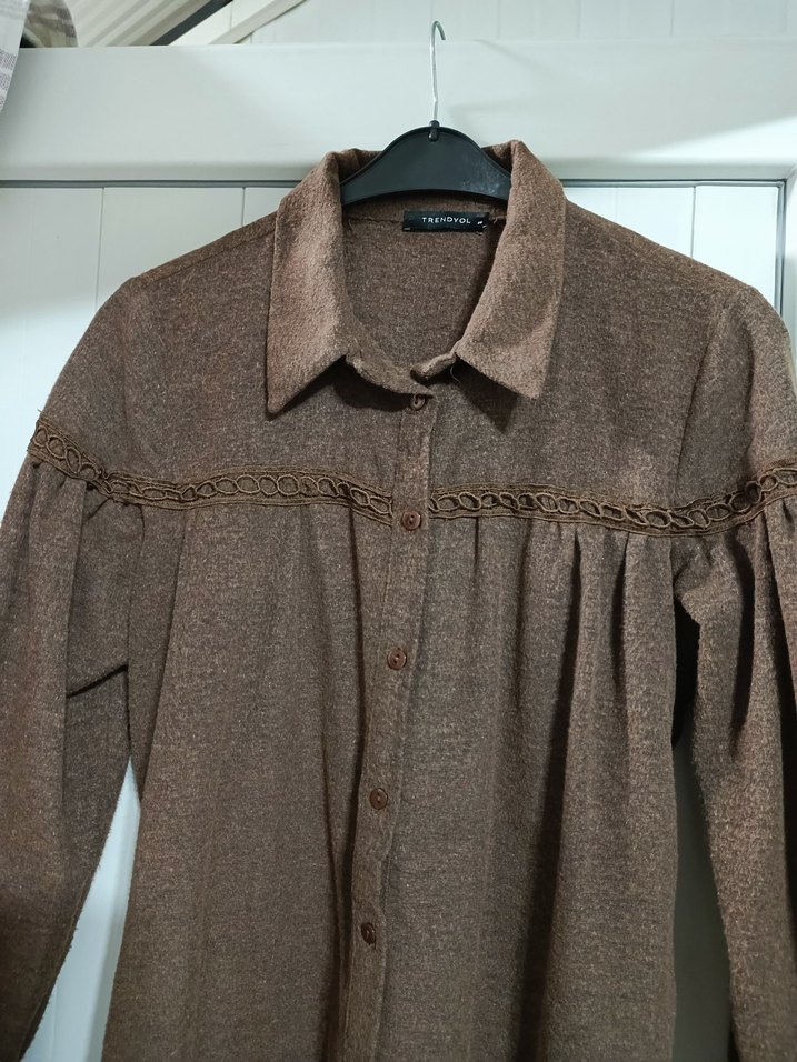 Gömlek yaka Düğmeli Uzun Kollu Elbise - Görsel 5