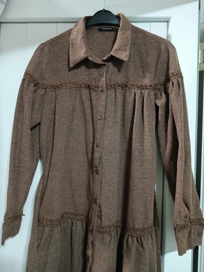 Gömlek yaka Düğmeli Uzun Kollu Elbise - Görsel 2