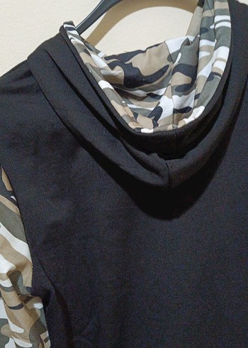 Kamuflaj Kollu Kapüşonlu Fermuarlı  
Kadın Sweatshirt - Görsel 5