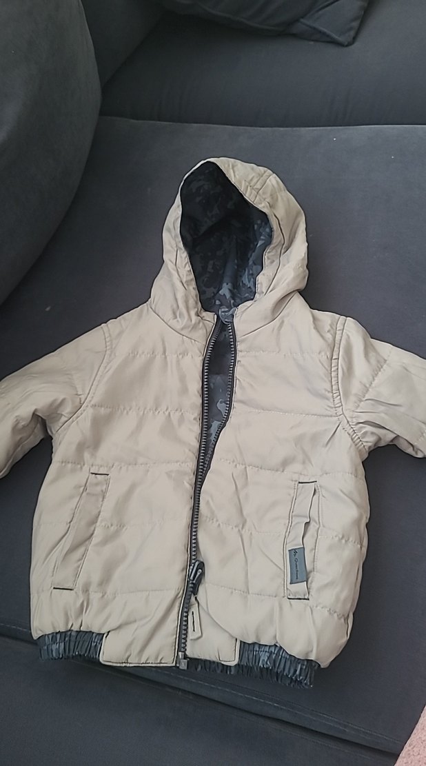 Gri Kamuflaj Kapüşonlu Erkek Çocuk Mont - Görsel 2