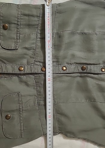 Düğmeli Keten Midi Elbise - Görsel 5