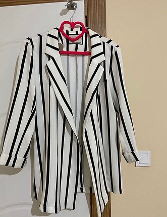 Çizgili uzun blazer