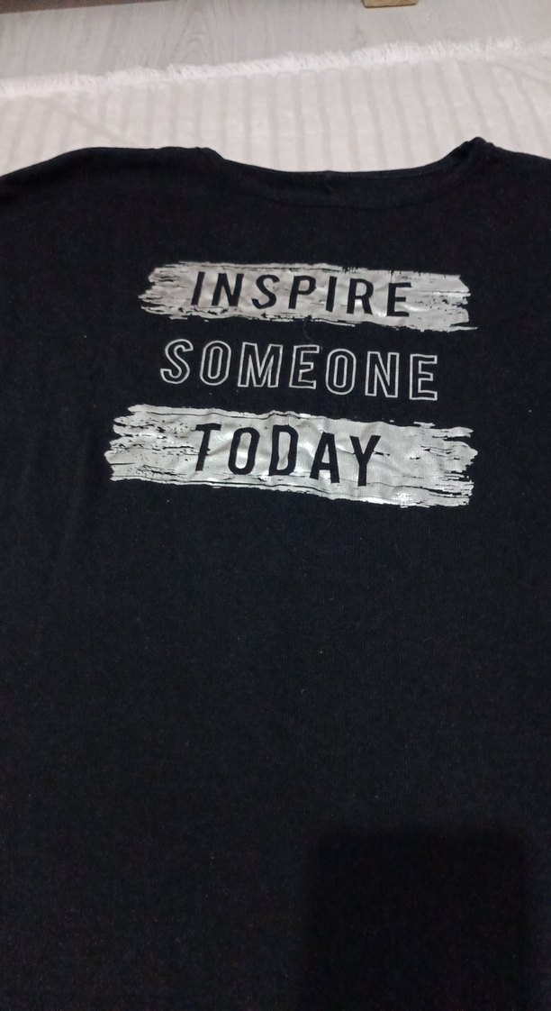 Siyah Uzun Kollu Baskılı Tişört - Görsel 2