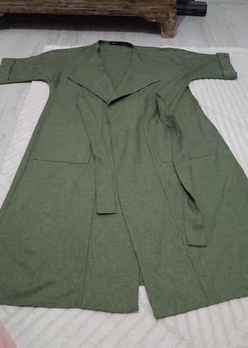 Kadın Yeşil Uzun Salaş Kısa Kollu ceket - Görsel 2