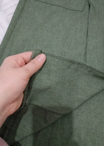 Kadın Yeşil Uzun Salaş Kısa Kollu ceket - Görsel 3