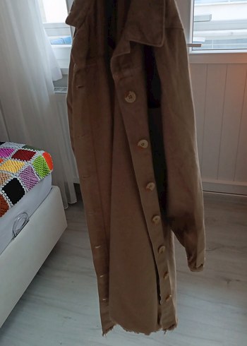 Bej Düğmeli Midi kot ceket - Görsel 2