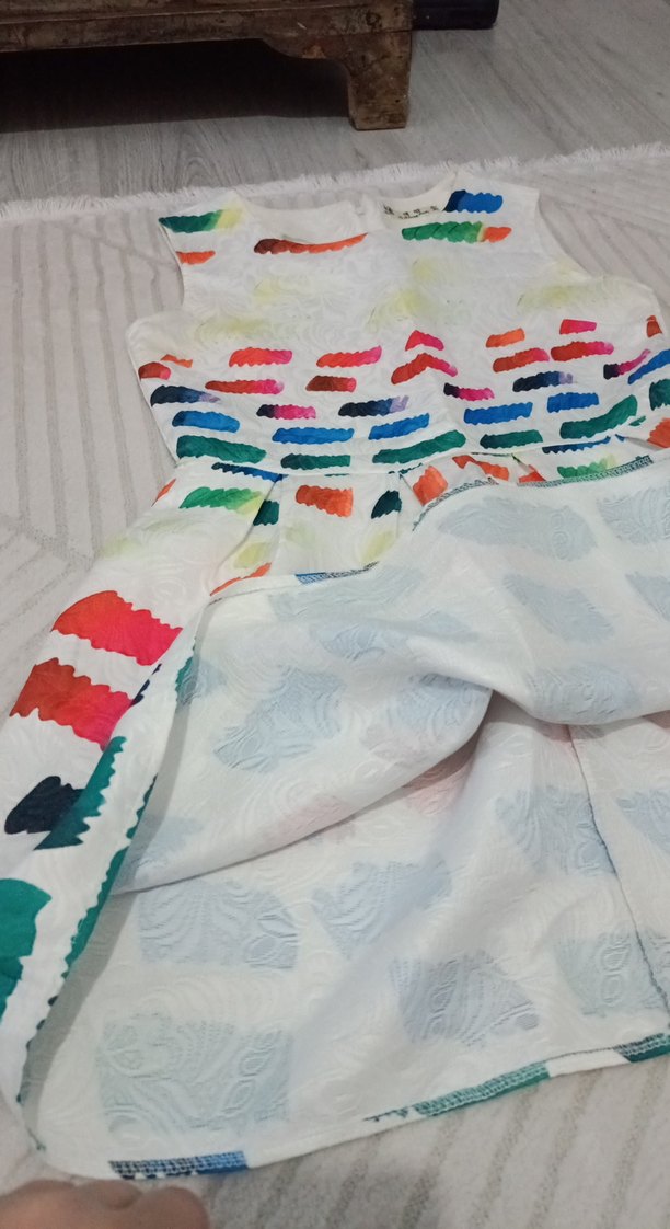 Çok Renkli Piliseli Elbise - Görsel 3