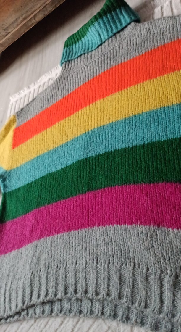 Çok Renkli Bohem Balıkçı Yaka Triko Kazak - Görsel 3