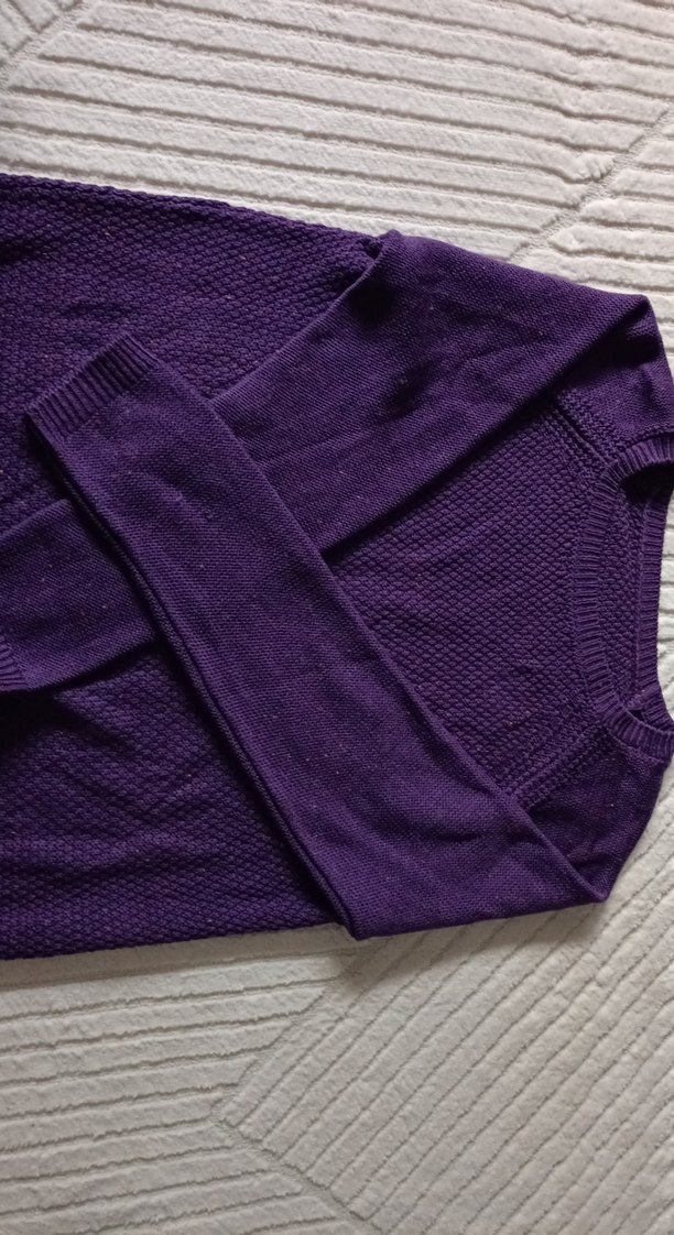 Mor Kadın Bisiklet Yaka Örgü Kazak - Görsel 4