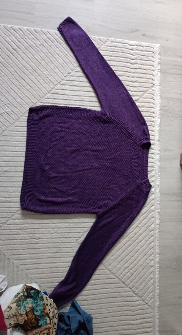 Mor Kadın Bisiklet Yaka Örgü Kazak - Görsel 2