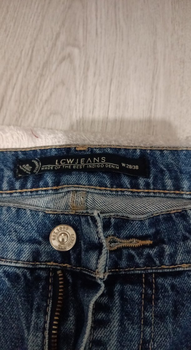 Kadın Mavi Kot Pantolon, Beli Kemerli, Salaş Kesim - Görsel 2