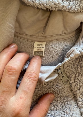 Gri Bebek Tulum, Kürk Detaylı, Polar Kumaş - Görsel 3