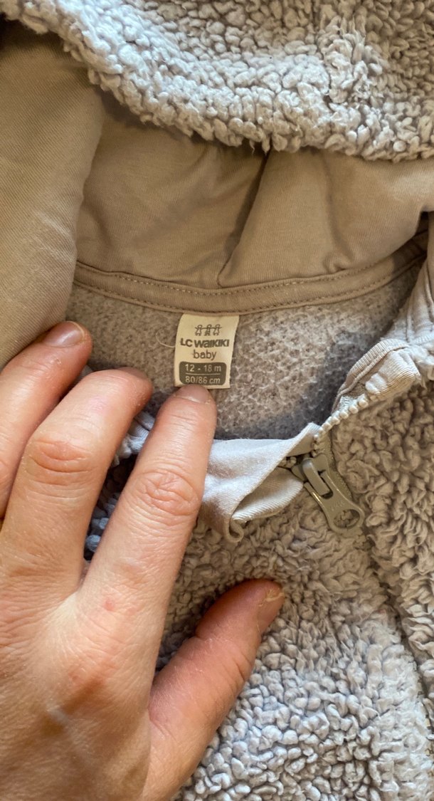 Gri Bebek Tulum, Kürk Detaylı, Polar Kumaş - Görsel 3