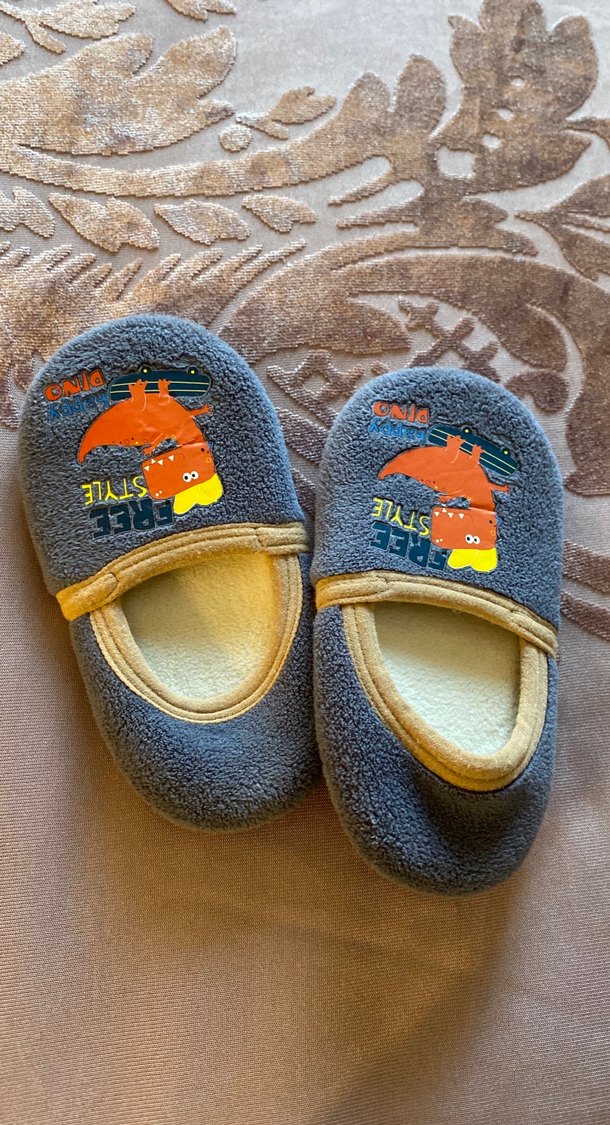 Erkek Çocuk Mavi Sıcak Terlikler Velcro - Görsel 3