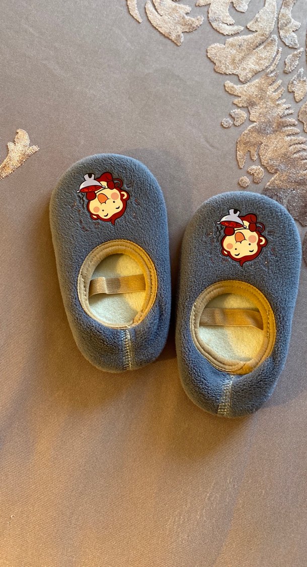 Erkek Çocuk Mavi Sıcak Terlikler Velcro - Görsel 2