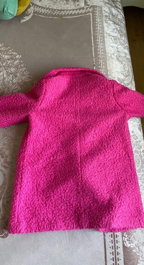 Düğmeli Pembe Kız Çocuk Kaban - Görsel 5