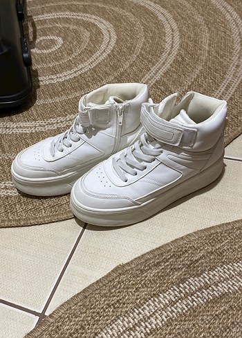 Beyaz Kadın Spor Ayakkabı - Dolgu Topuklu - Görsel 6