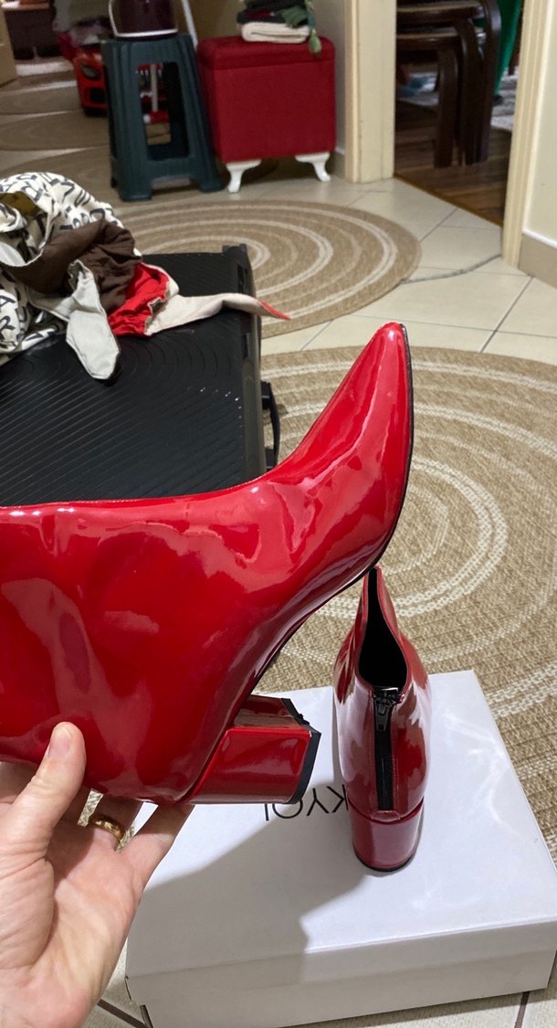 Kırmızı Rugan Topuklu Kadın Bot - Görsel 3