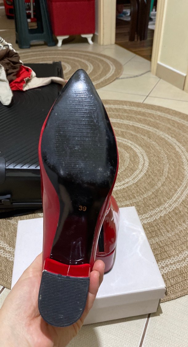 Kırmızı Rugan Topuklu Kadın Bot - Görsel 4